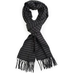 Men and Women  Grey Houndstooth Winter Scarf Cashmer Soft Plum Feathers